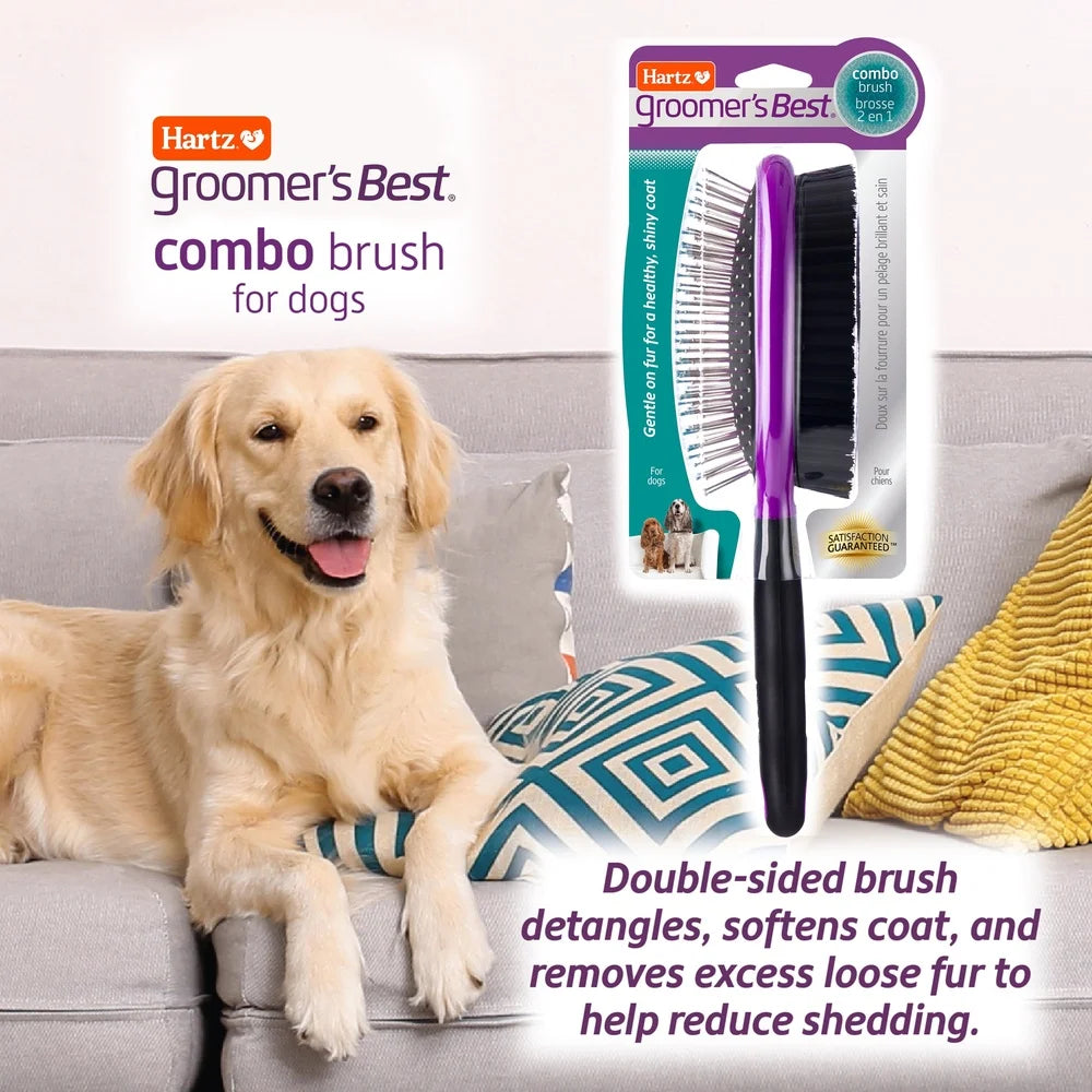 Professional Double-Sided Dog Grooming Brush w/Ergonomic Handle