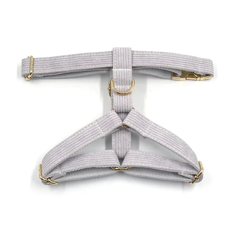 Fashion Corduroy Dog Harness w/Gold Metal Buckle