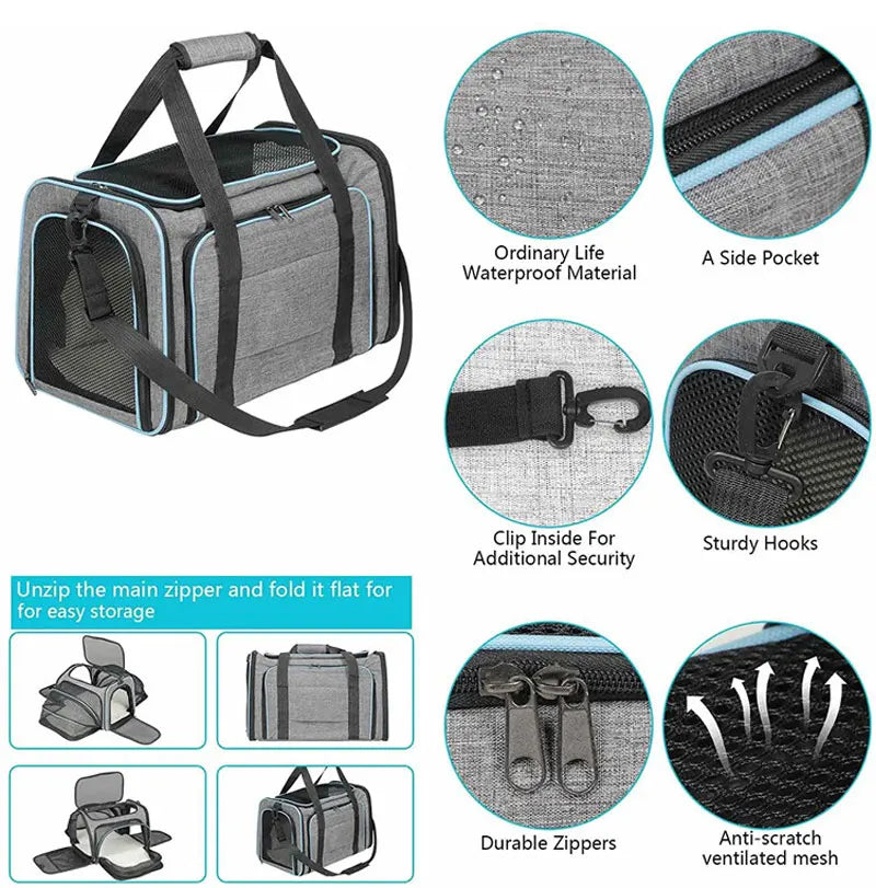 Expandable Pet Carrier Travel Bag