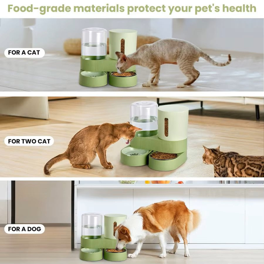 Automatic Pet Gravity Water Dispenser & Food Feeder Set