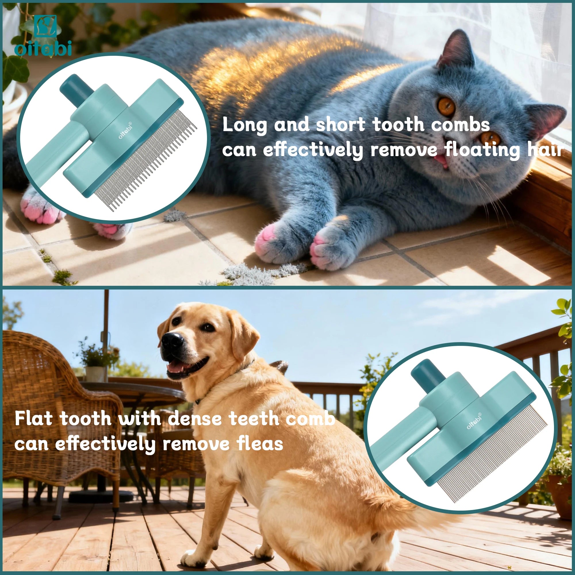 Rotatable Pet Flea & Tick Removal De-Shedding Comb