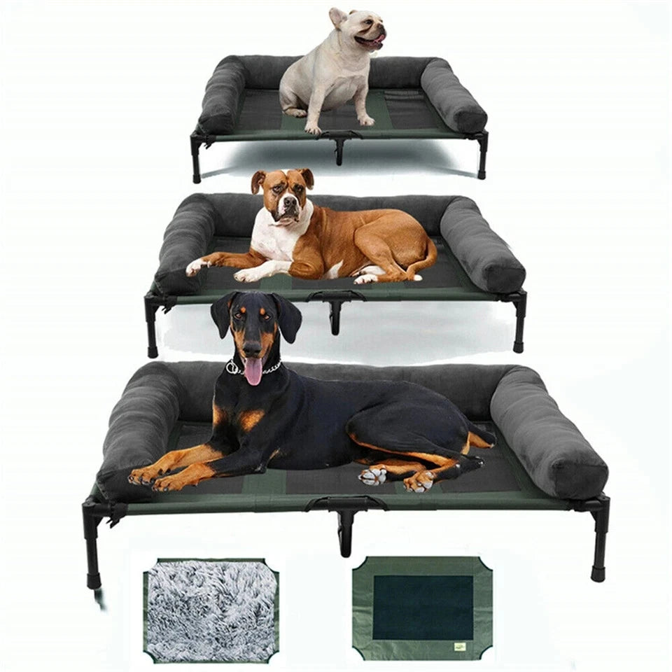 Breathable Mesh Elevated  Dog Bed w/Comfy Neck Bolster