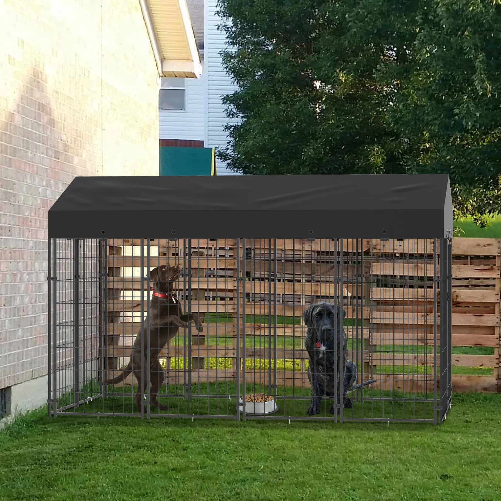 Large Outdoor Dog Kennel w/Water Proof Canopy