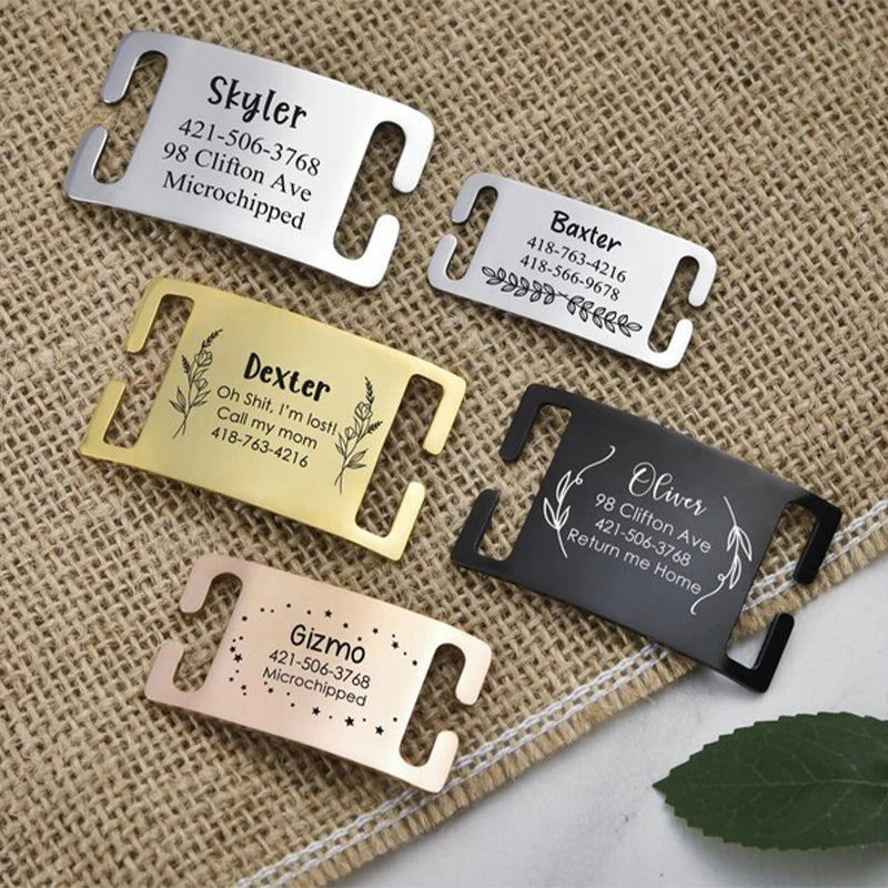 Curved Personalized Stainless Steel Pet ID Slider Collar Tag