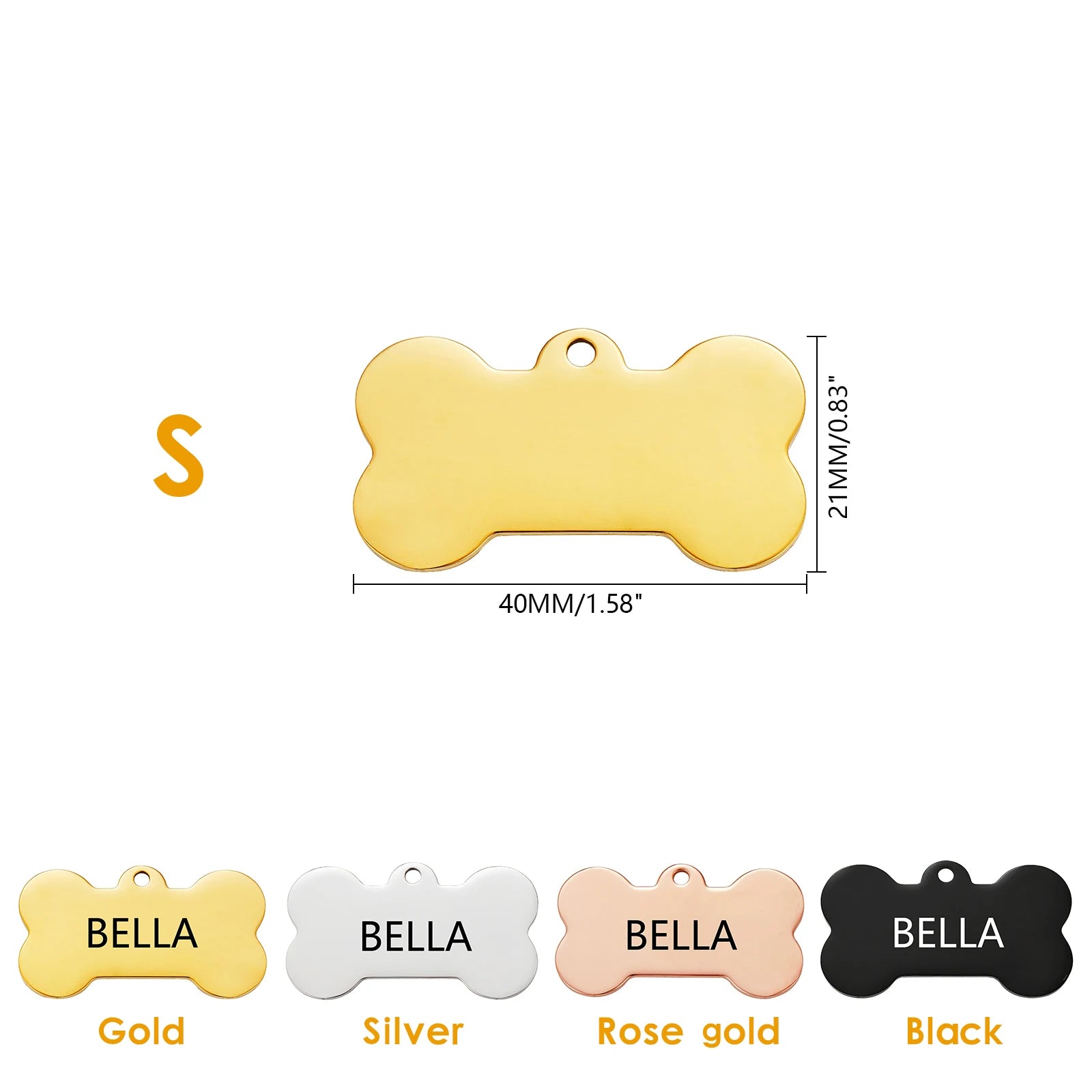 Multi-Shaped Custom Engraved Stainless Steel Pet ID Tag