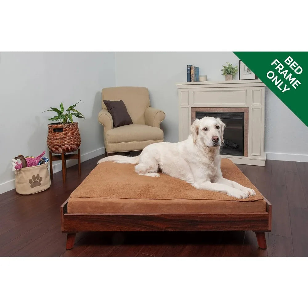 Walnut Elevated Wood Dog Bed Frame