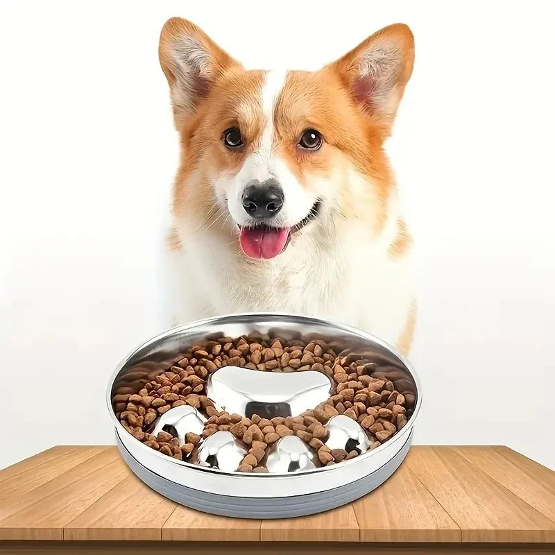 Premium Stainless Steel Choke Prevention Slow Food Pet Bowl