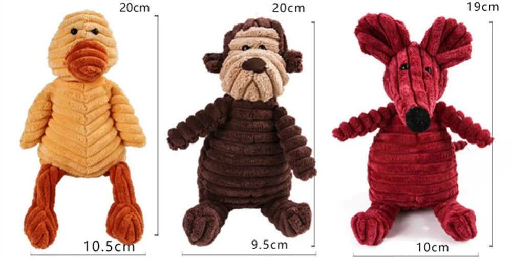 Plush Bite-Resistant Corduroy Squeaky Dog Toy