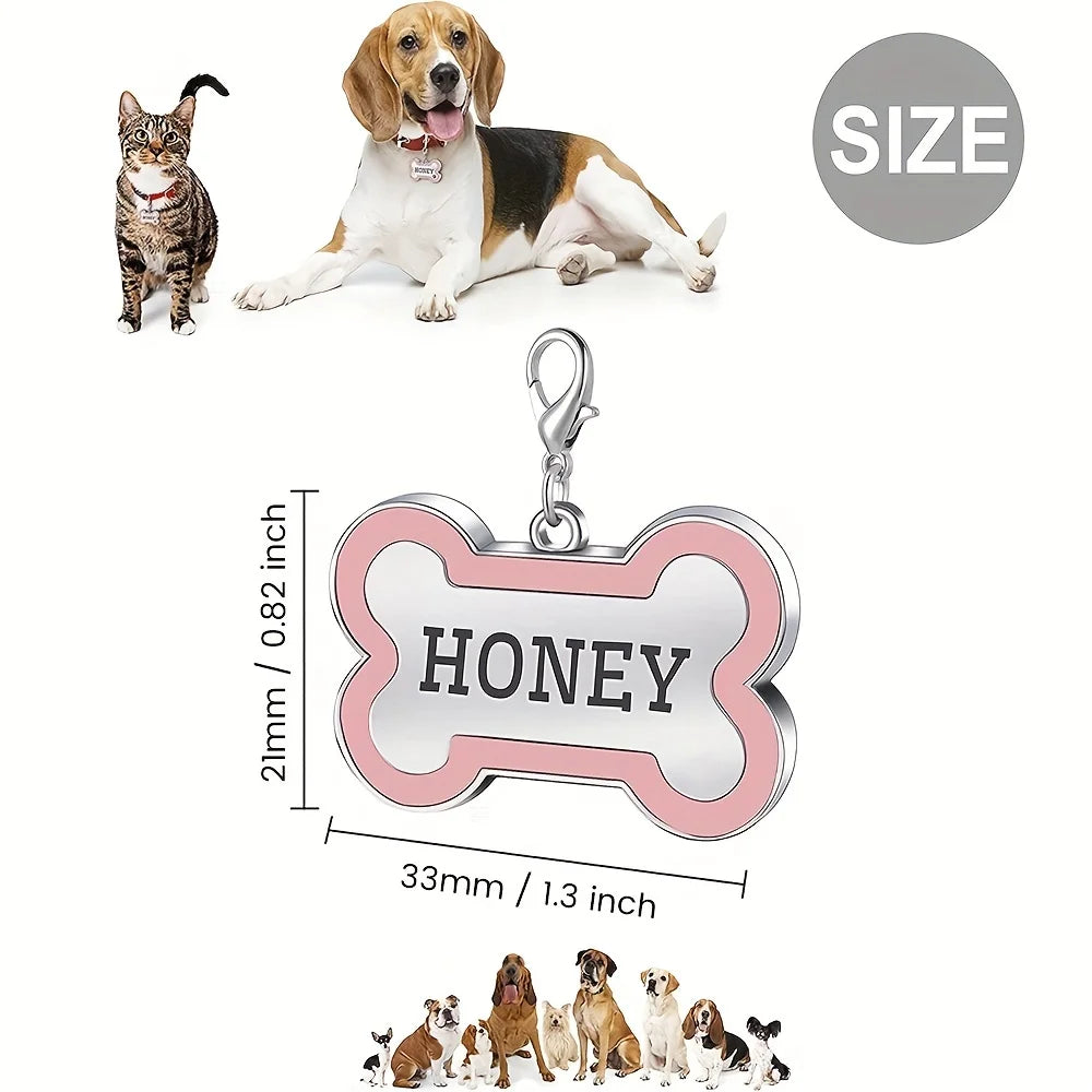 Custom Engraved Bone-Shaped Dog ID Tag