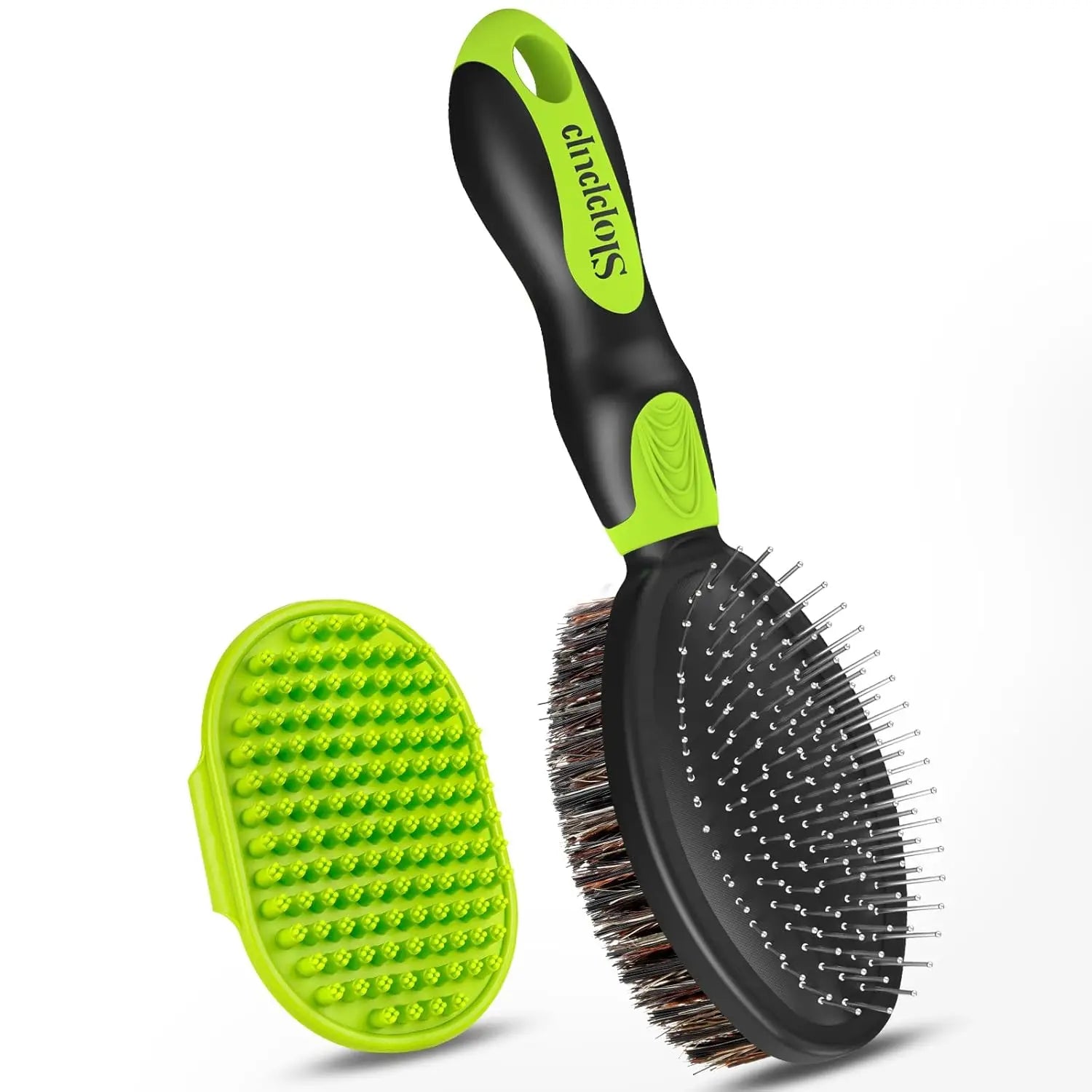 2PC Double-Sided Pet Grooming Brush & Bath Brush Set