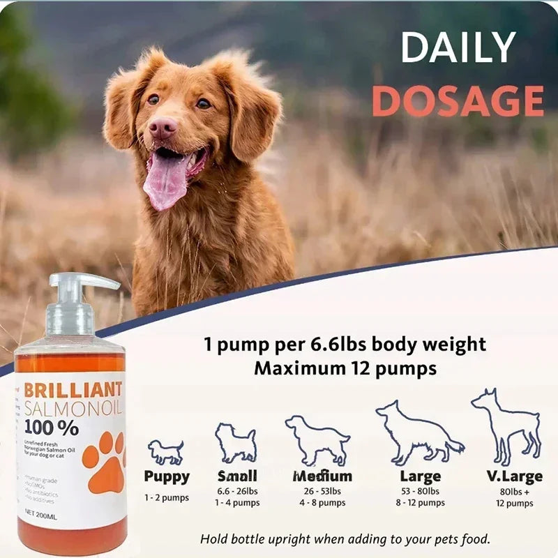 Pet Brilliant Pure Salmon Oil Omega-3 Fatty Acids Nutritional Dog Supplement