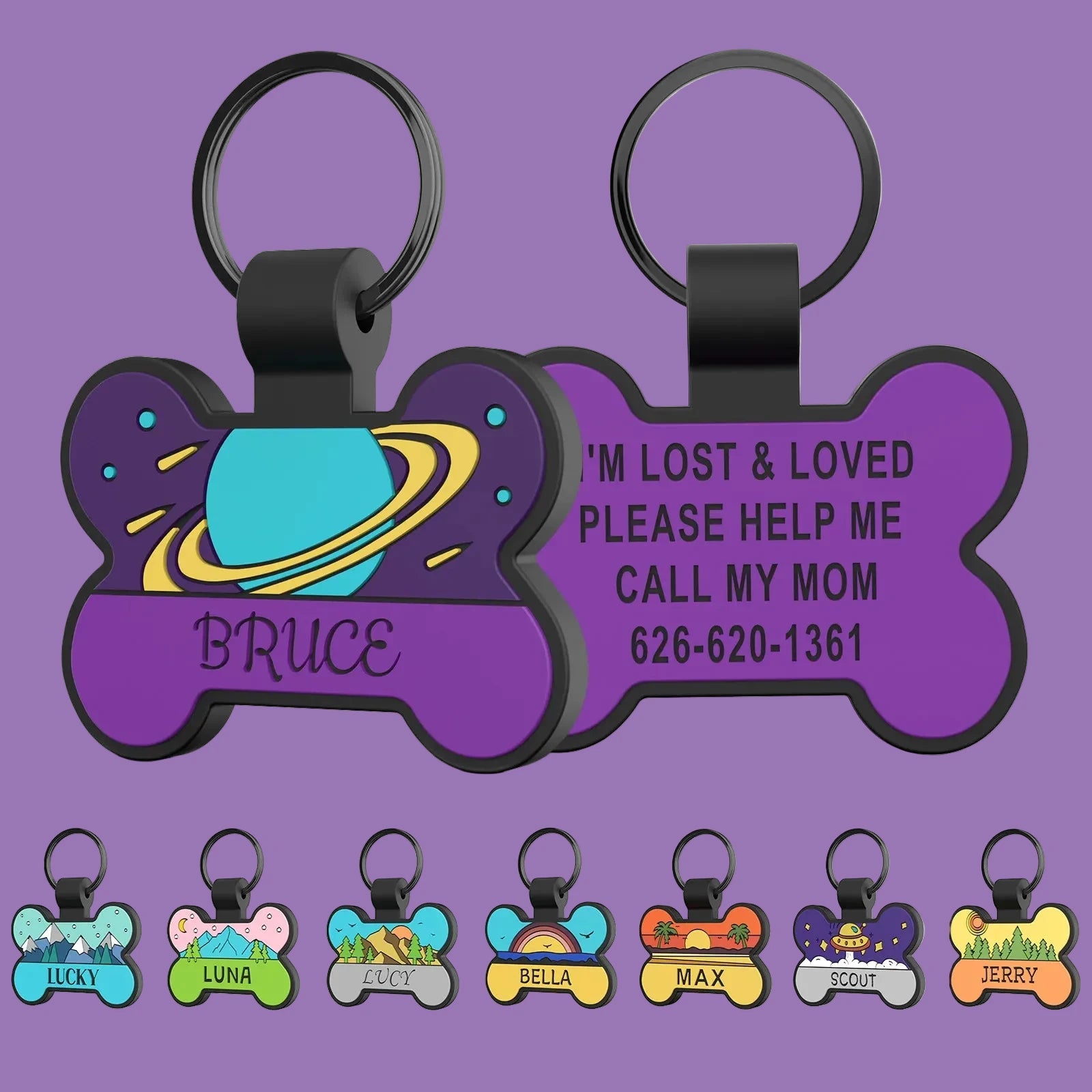 Custom Personalized Double-Sided Bone-Shaped Silicone Dog Tag
