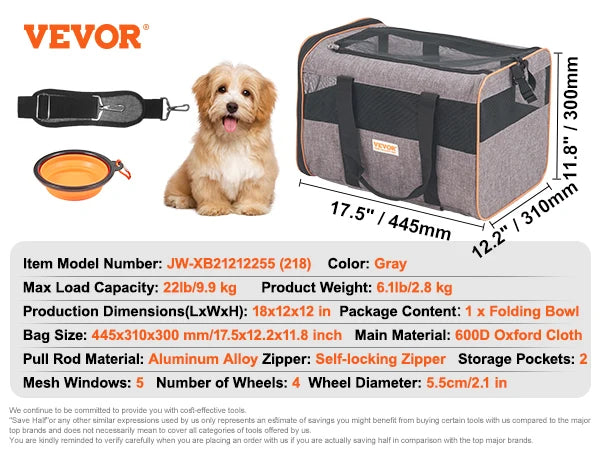 Airline Approved Expandable Rolling Pet Carrier