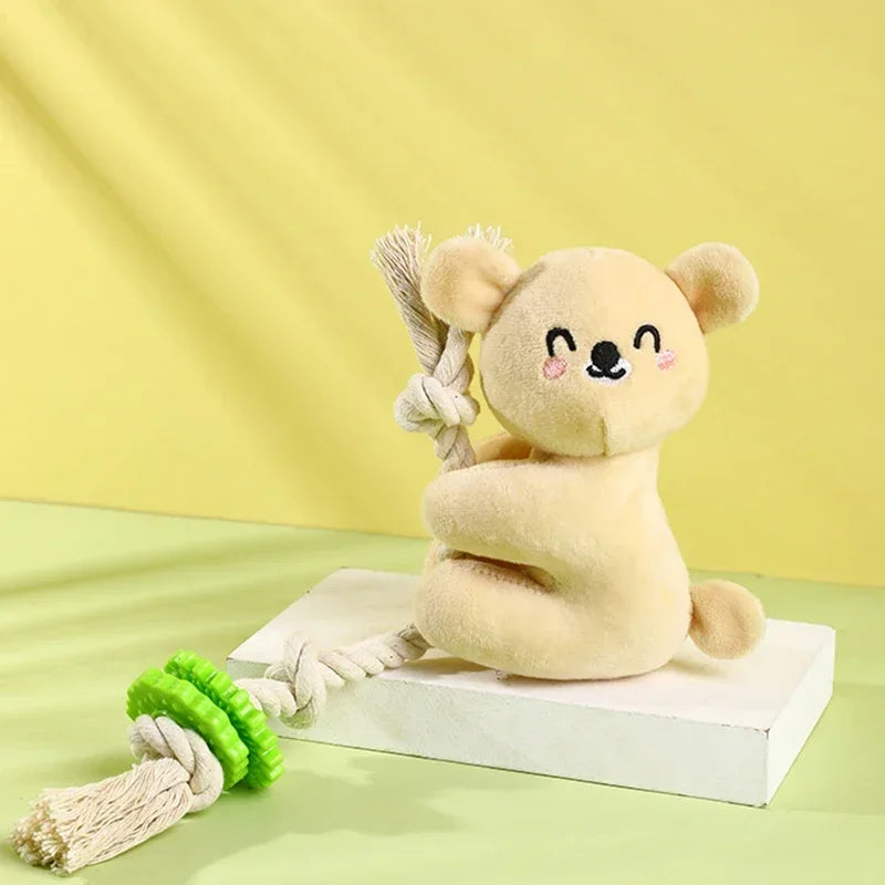 Squeaky Plush Small Dog Cotton Rope Toy