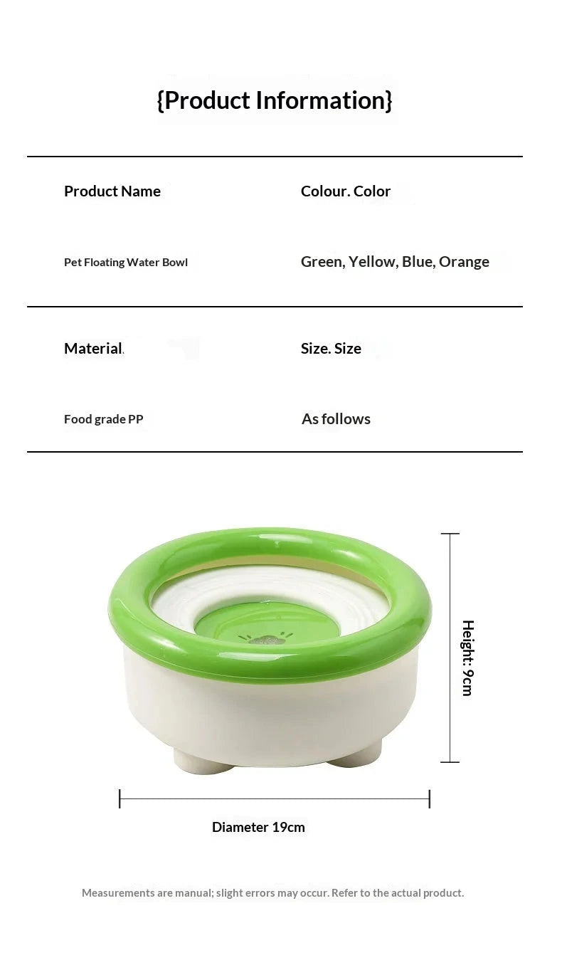 Anti-Splash Floating Pet Water Bowl w/Filter