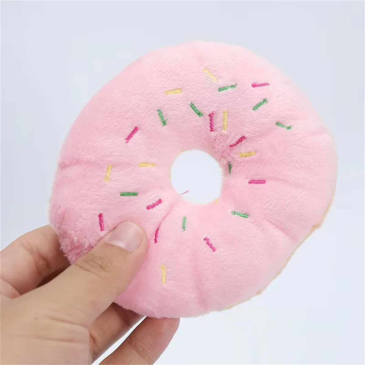 Soft Plush Donut Squeaky Dog Toy