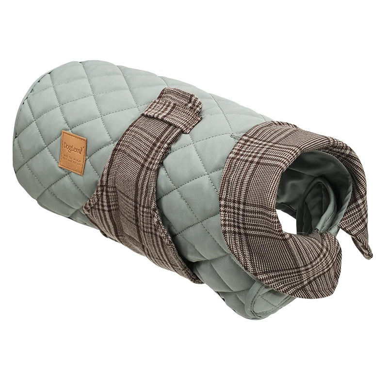 Luxury Quilted Vintage Plaid Dog Coat