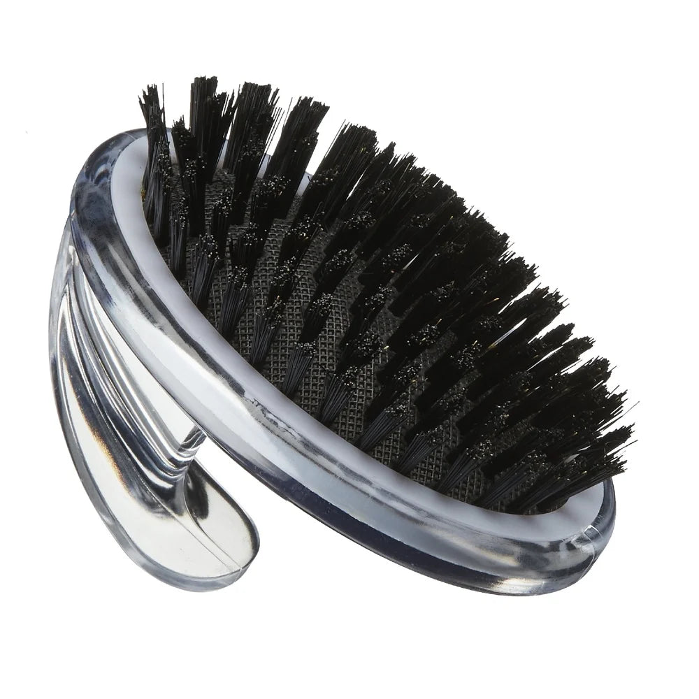 Palm Held Boar Bristle Pet Brush w/Ergonomic Grip