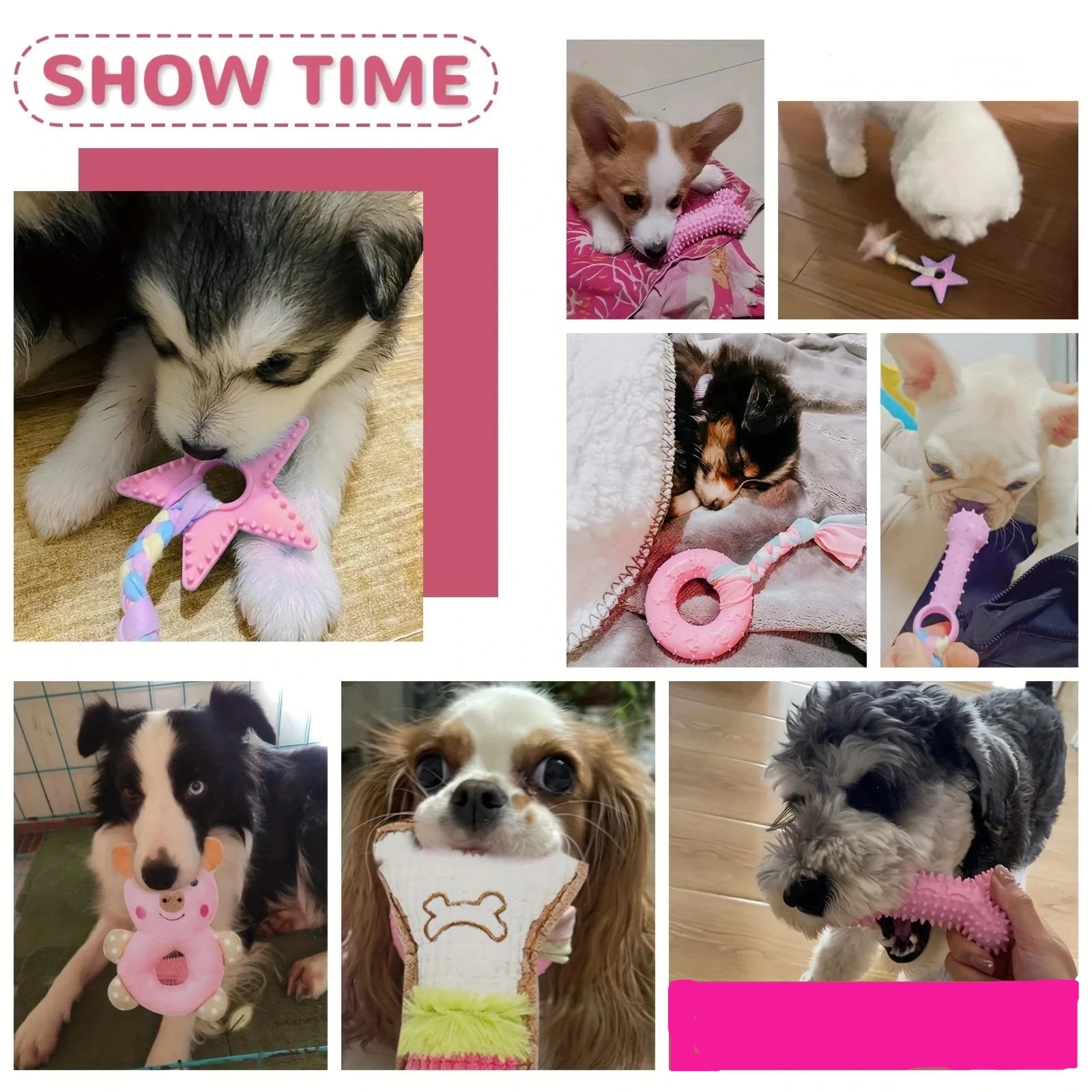 6PC Cute Pink Puppy Chew Toys