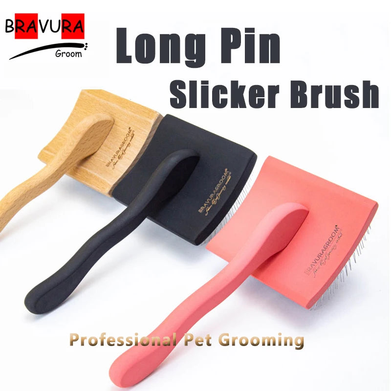 Bravura Long Pin Pet Grooming Slicker Brush