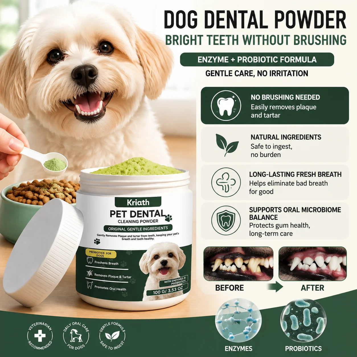 Plaque Defense Enzyme Formula Natural Pet Dental Powder