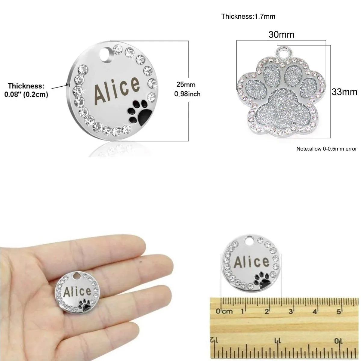 Engraved Stainless Steel Pet Pendant ID Tag