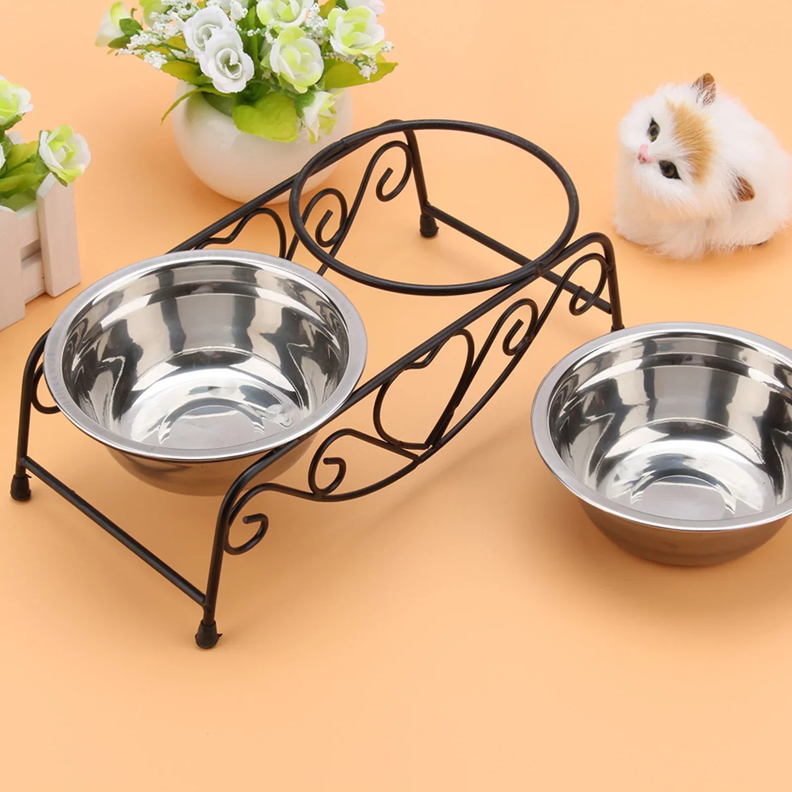 Elevated Stainless Steel Double Bowl Pet Stand