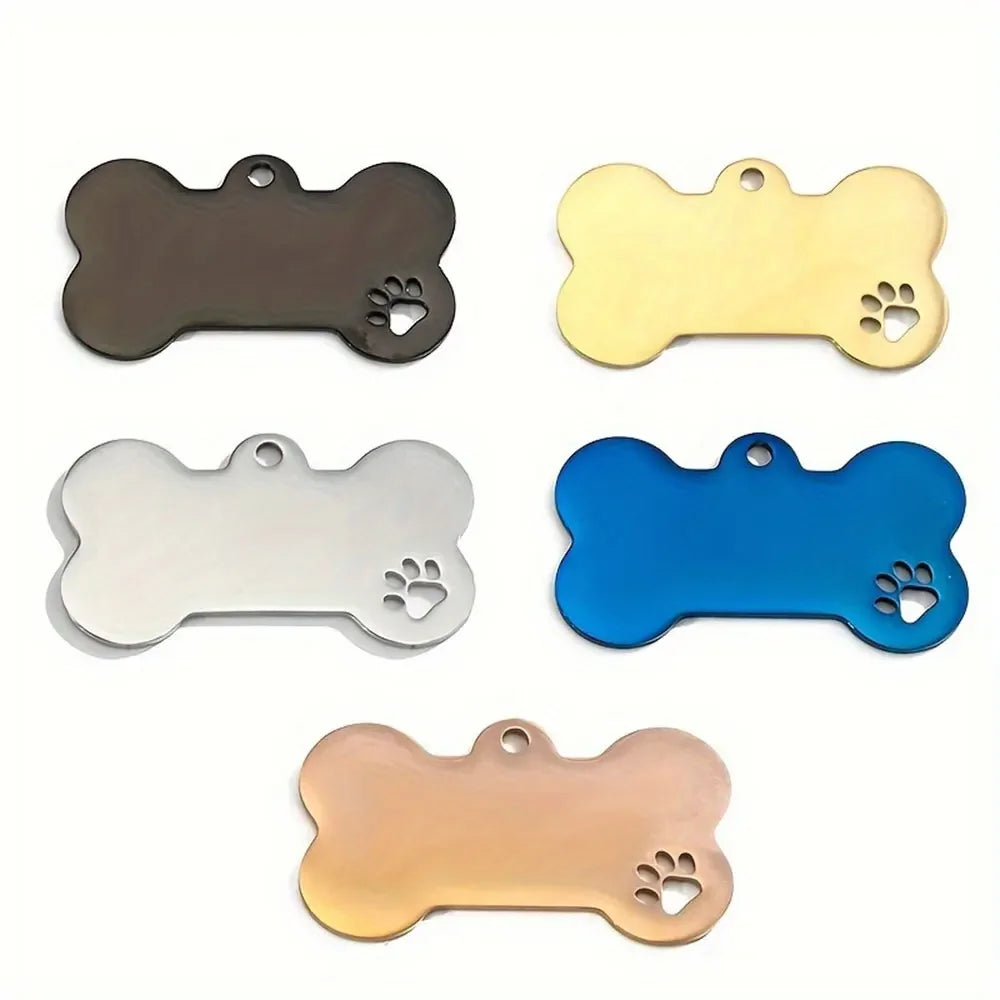 10PC Set Stainless Steel Paw Bone Blank Dog ID Tags
