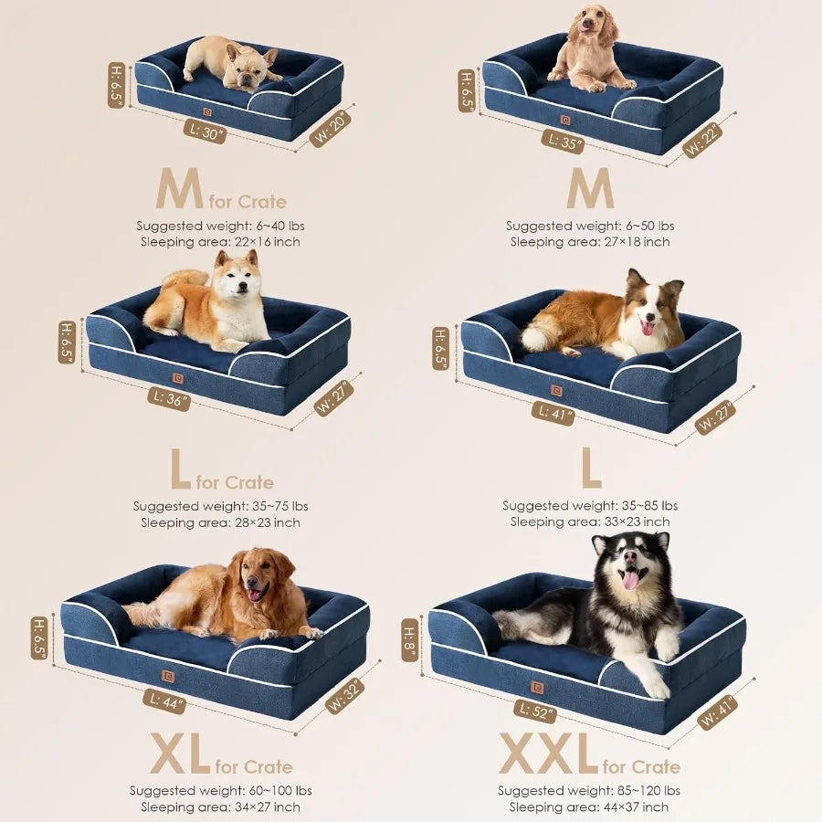 Orthopedic Non-Slip Pet Bed w/Waterproof Memory Foam & Supportive Sides