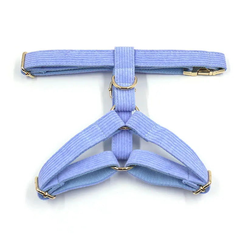 Fashion Corduroy Dog Harness w/Gold Metal Buckle