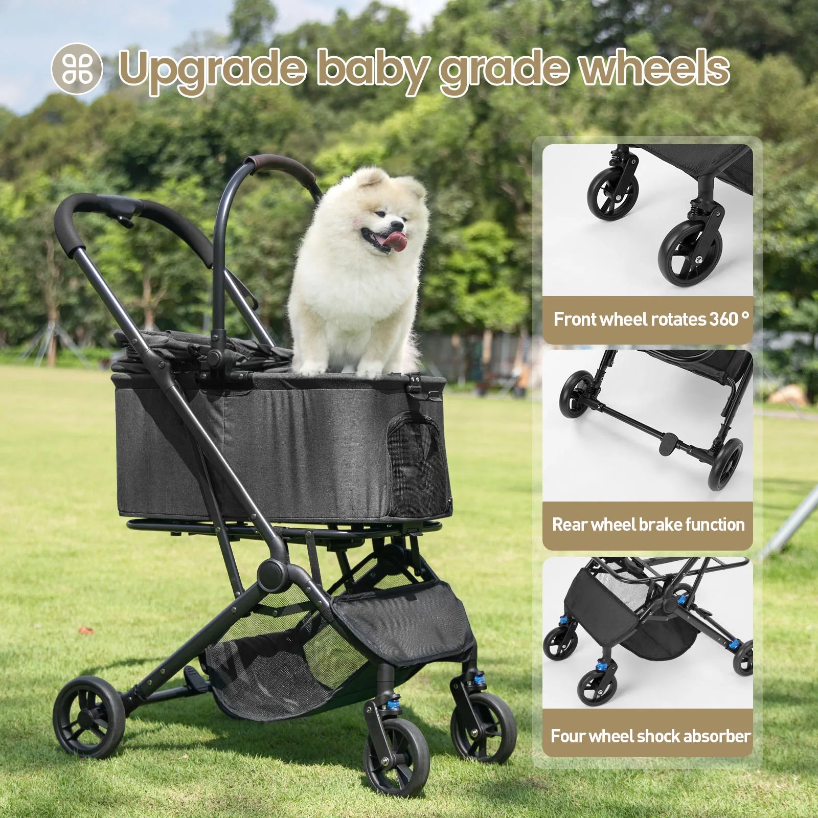 Cozy Dual Use Pet Stroller w/Detachable Carrier