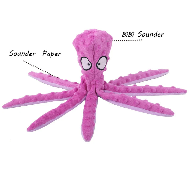 Octopus Shaped Plush Dog Squeaky Toy