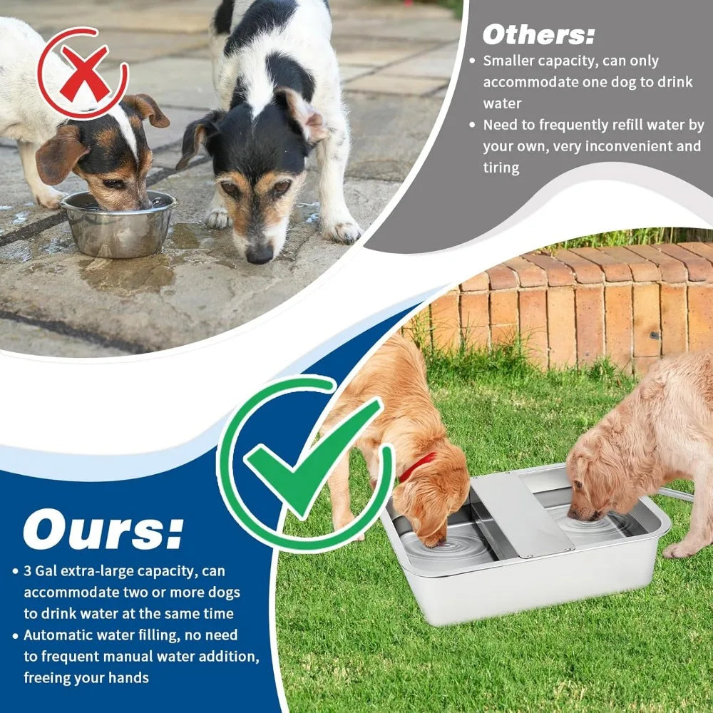 Large 3 Gallon Outdoor Stainless Steel Automatic Pet Water Dispenser