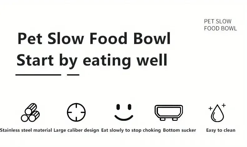 Premium Stainless Steel Choke Prevention Slow Food Pet Bowl