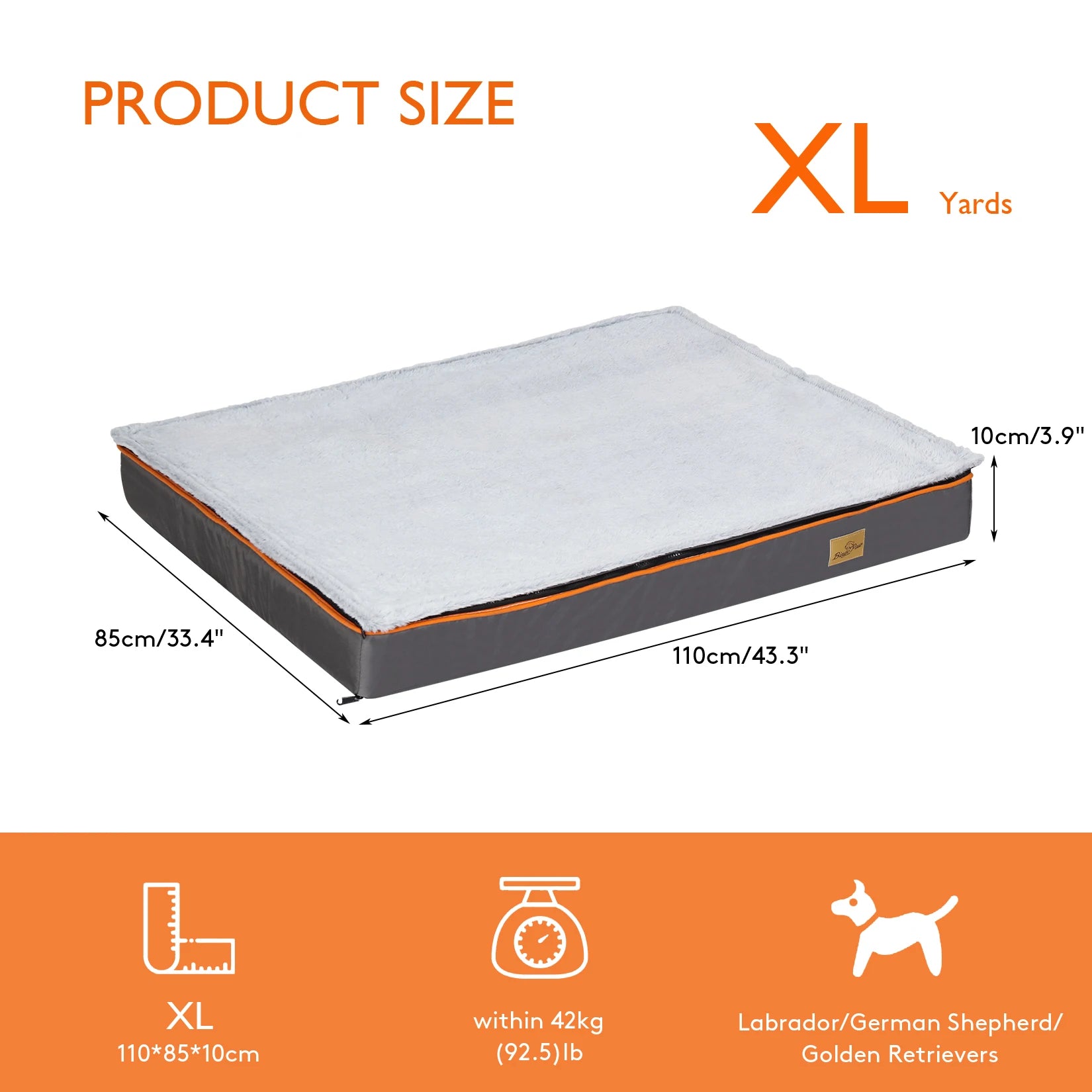 Padded Orthopedic Dog Foam Cushion Bed w/Washable Cover