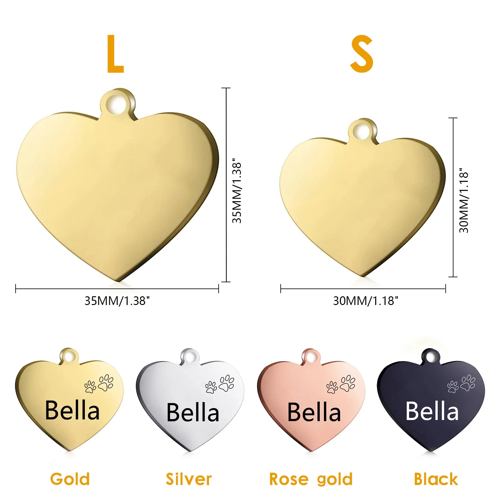 Multi-Shaped Custom Engraved Stainless Steel Pet ID Tag