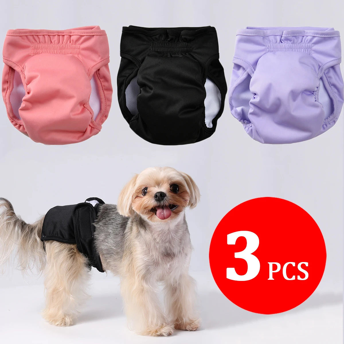 3PC Set Washable Leakproof Female Dog Diapers