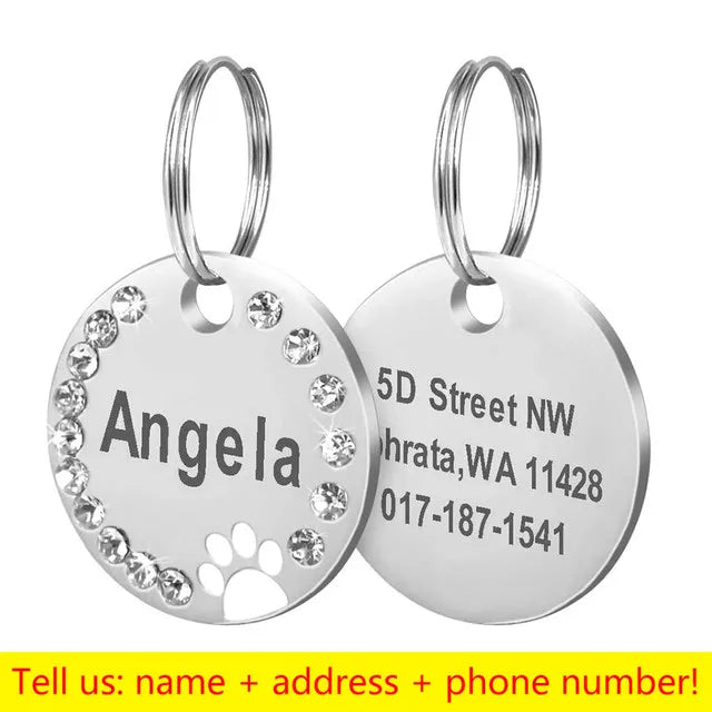Engraved Stainless Steel Pet Pendant ID Tag