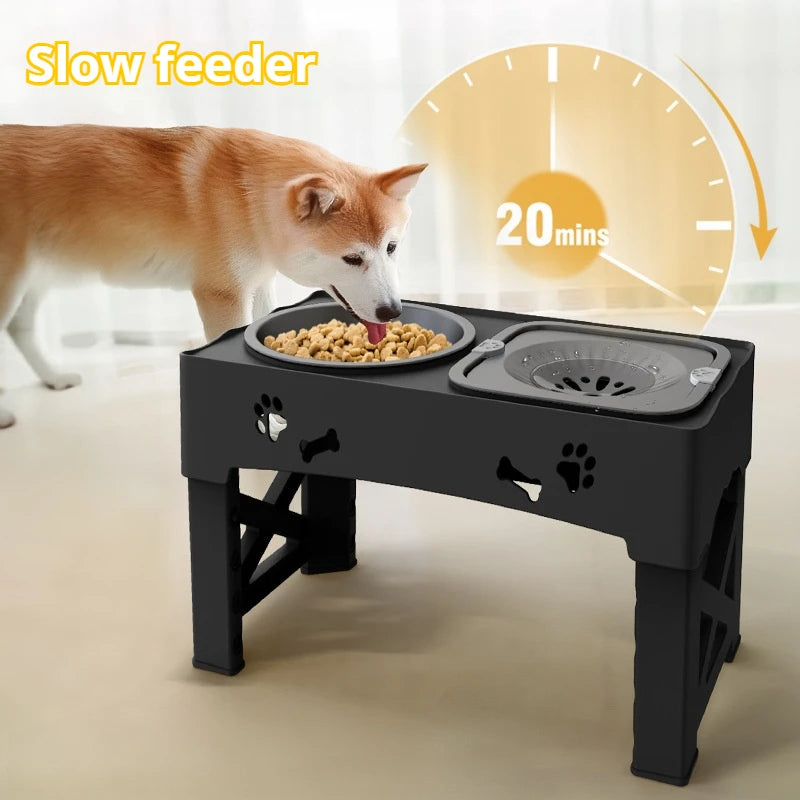 Stainless Steel 3-In-1 Adjustable Elevated Dog Feeding Station