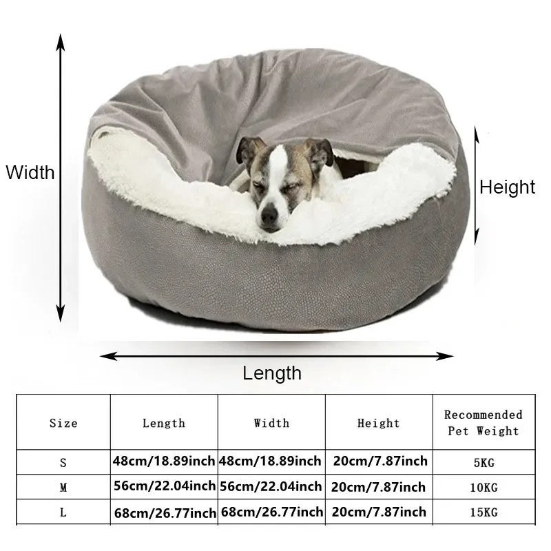Plush Cozy Donut Cuddler Hooded Pet Bed