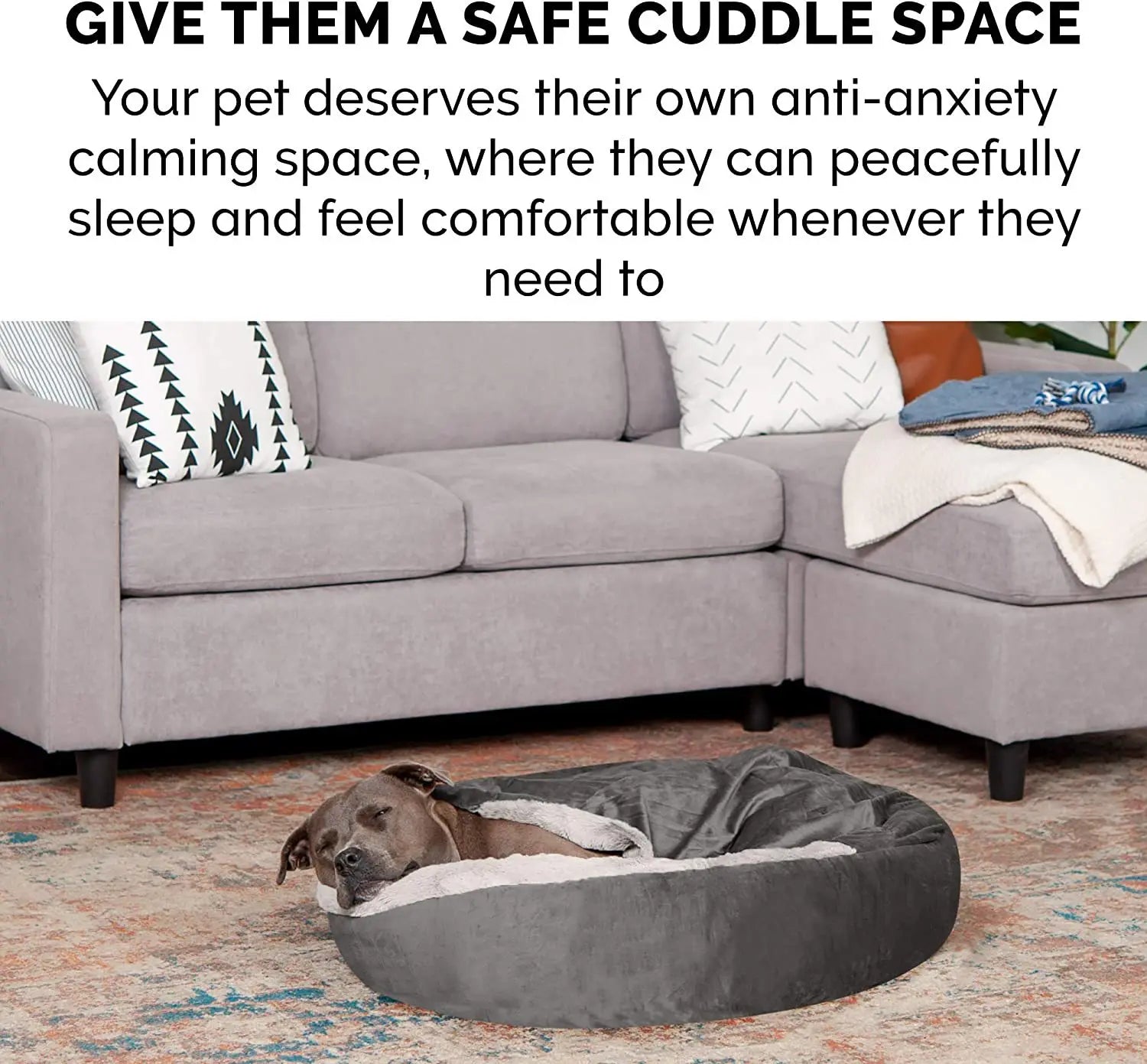 Plush Cozy Donut Cuddler Hooded Pet Bed