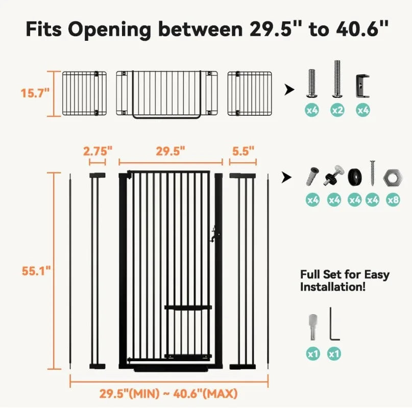 Extra Tall Pressure Mounted Easy Walk-Thru Pet Gate