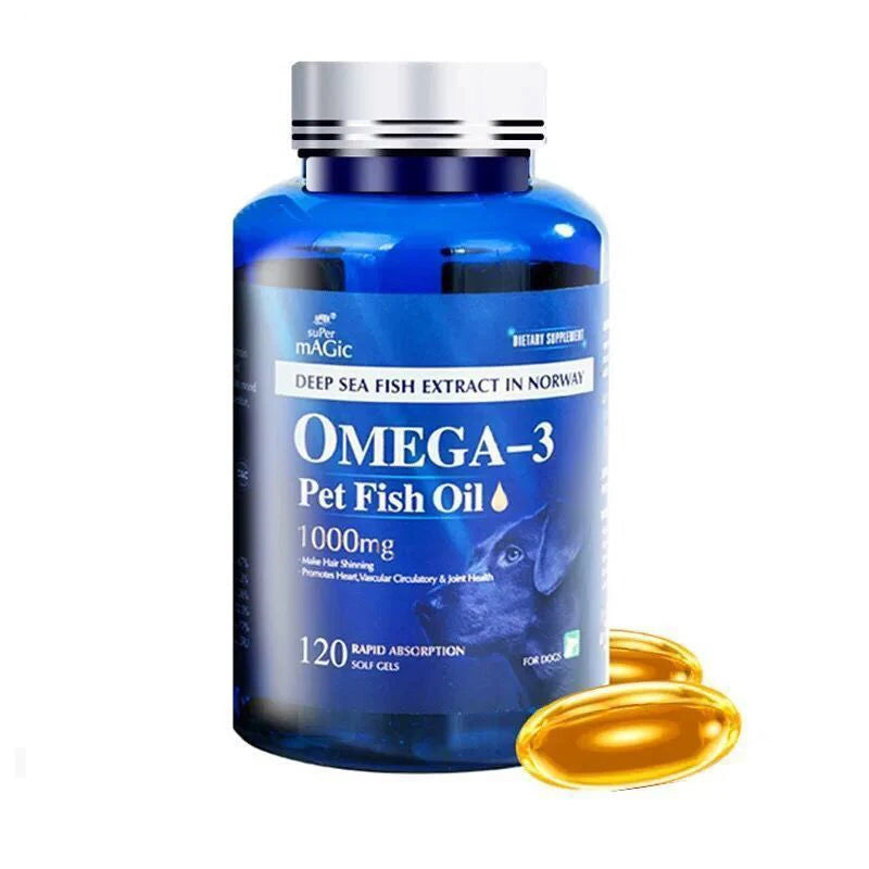 Omega-3 Salmon Deep-Sea Fish Oil Dog Supplement Capsules