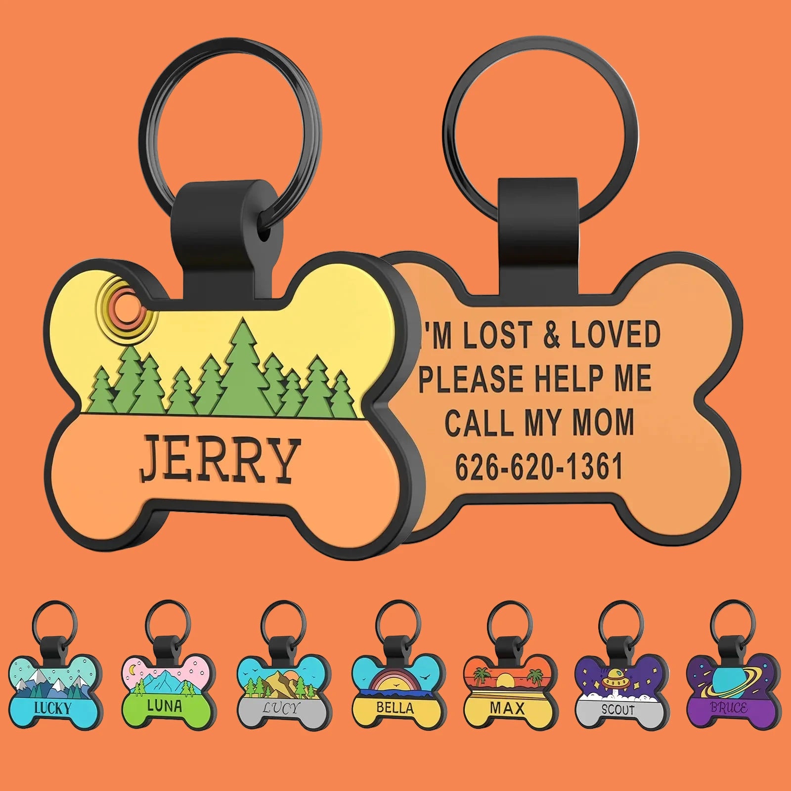 Custom Personalized Double-Sided Bone-Shaped Silicone Dog Tag