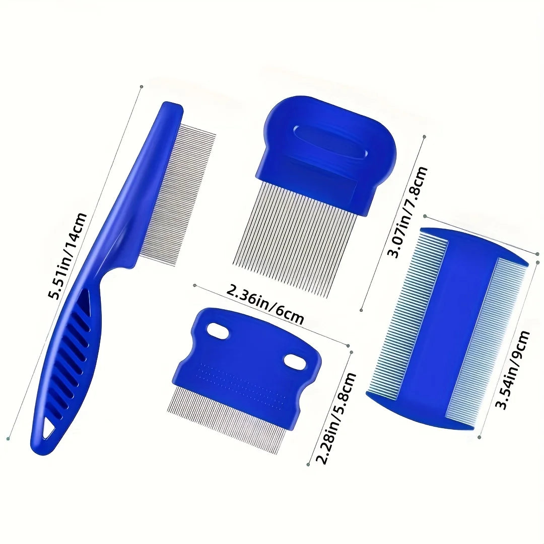 4PC Stainless Steel Pet Flea & Lice Combs