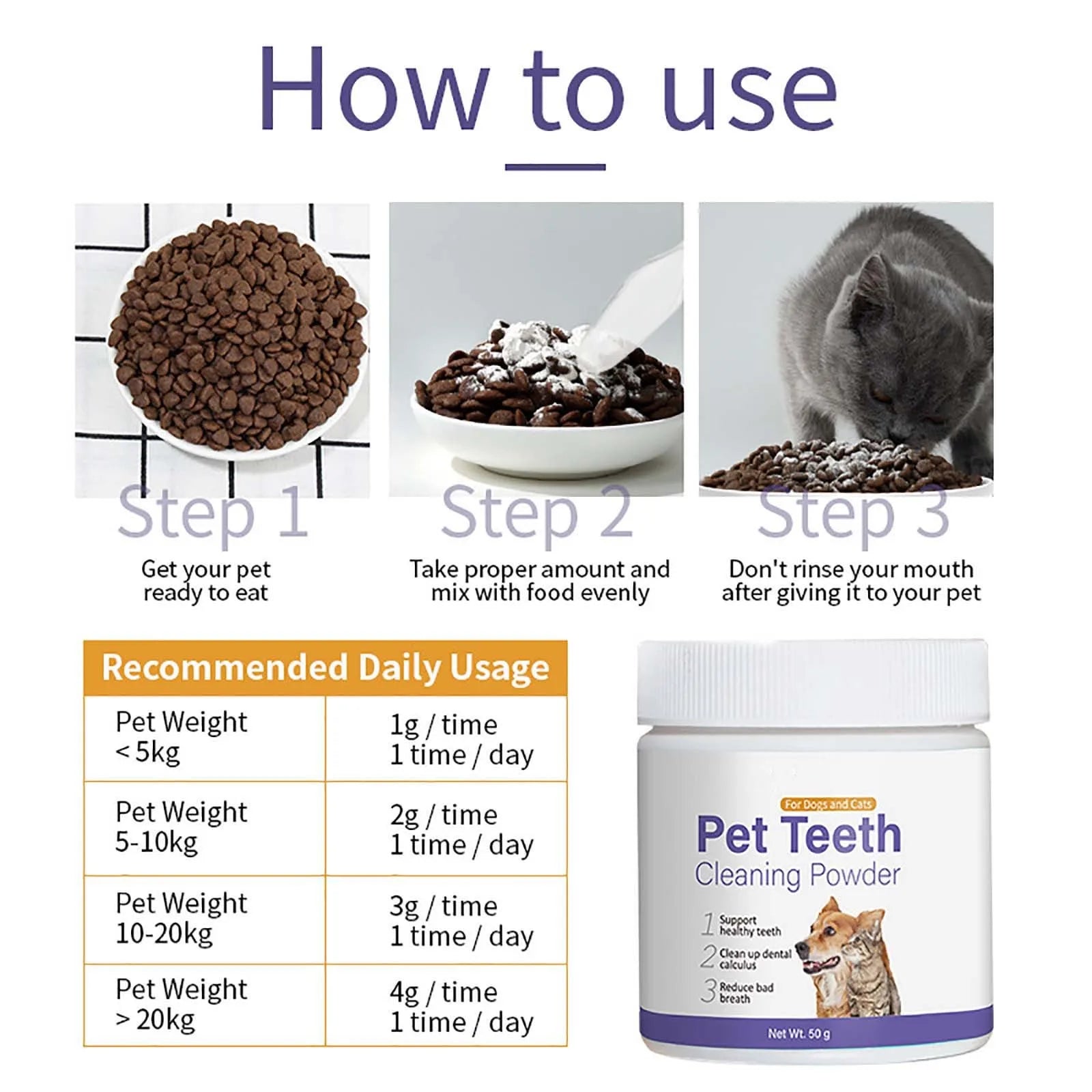 Fresh Breath Pet Teeth Cleaning Powder