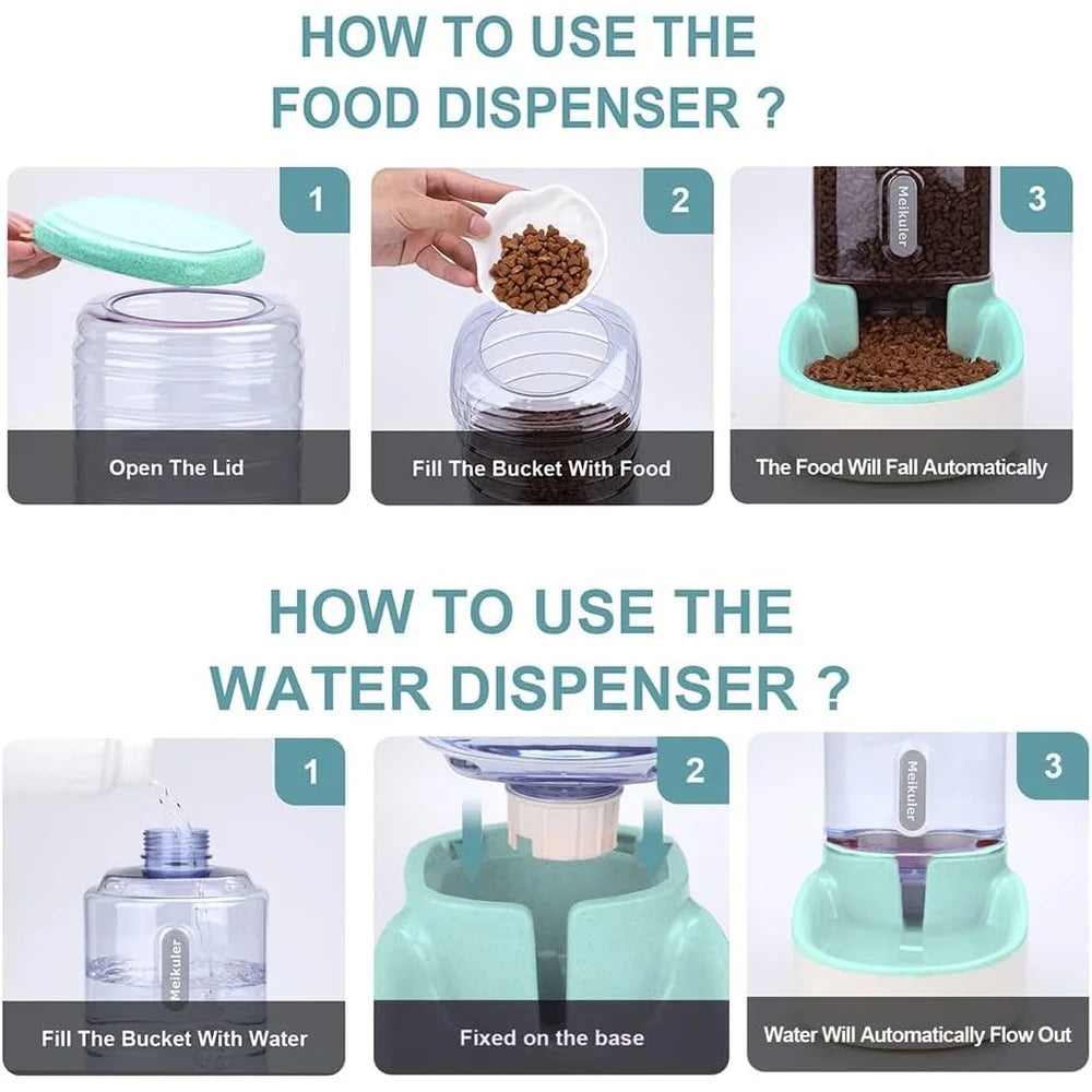 Large Capacity Gravity Pet Food & Water Dispenser Set