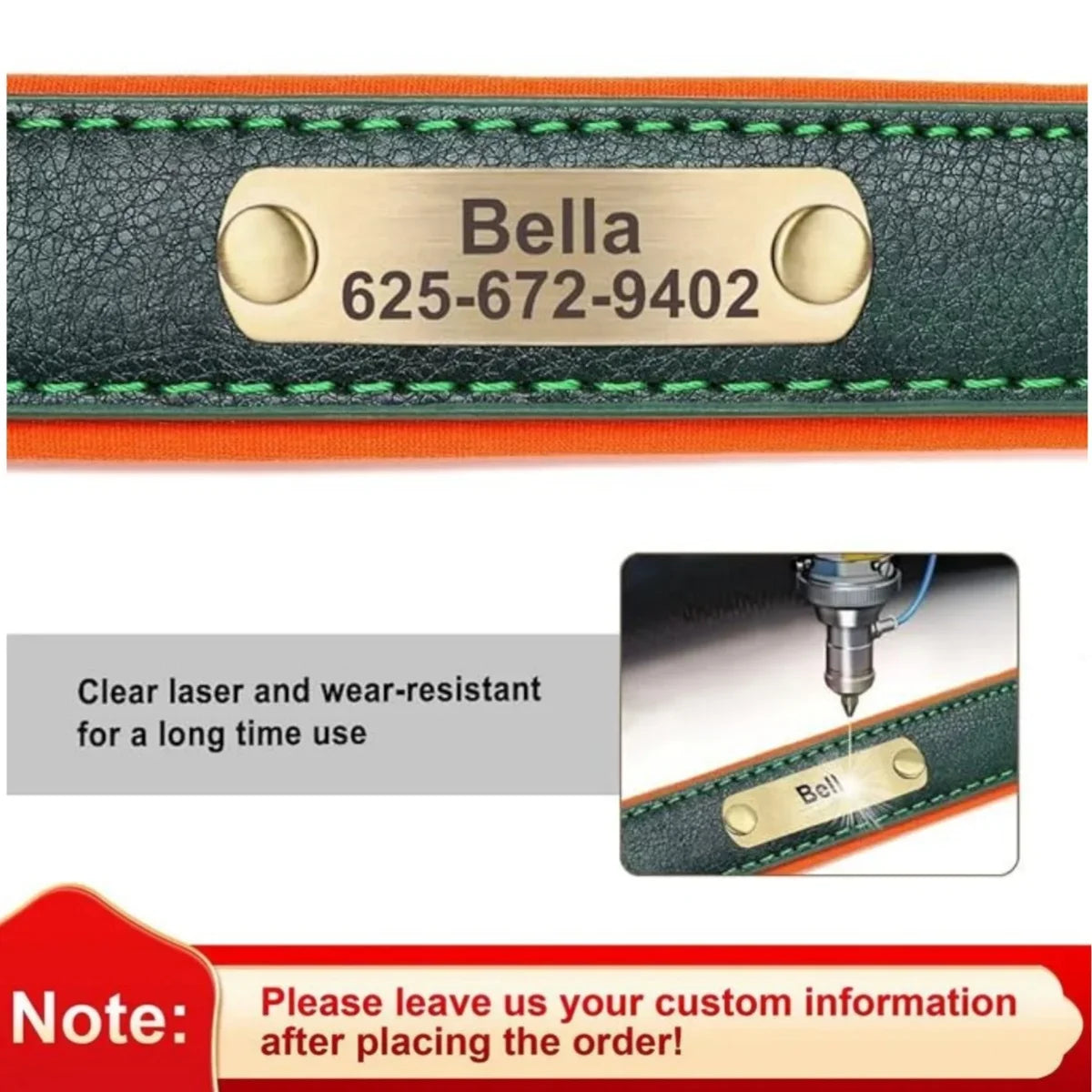 Customized Soft Padded Leather Dog Collar