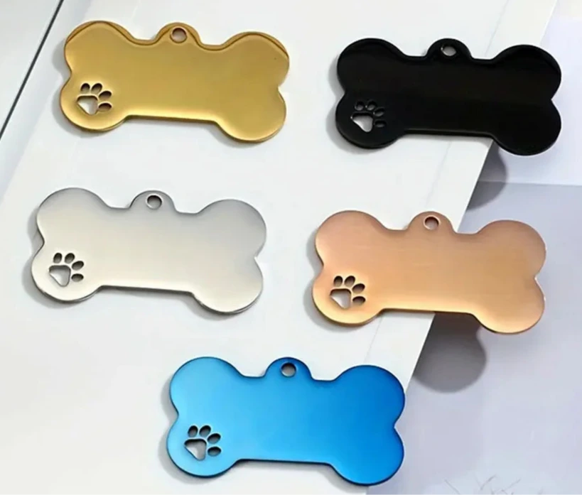 10PC Set Stainless Steel Paw Bone Blank Dog ID Tags