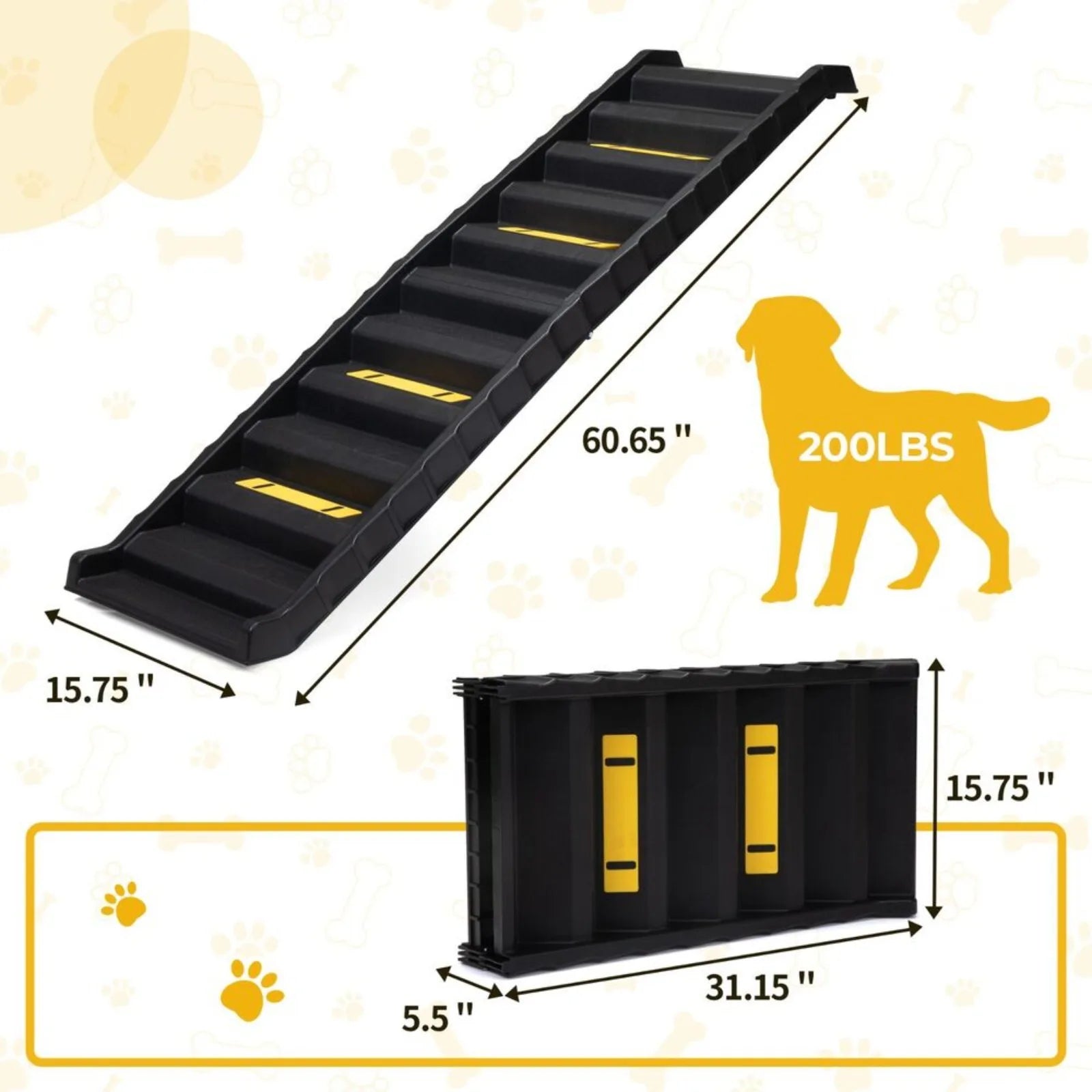 Portable Black Folding Dog Ramp